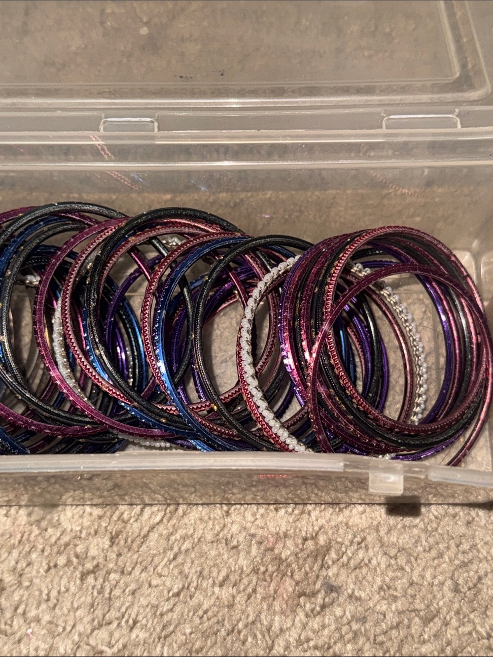 Multi-Color Women's Stackable Bangle Bracelet Set - Picture 4 of 4